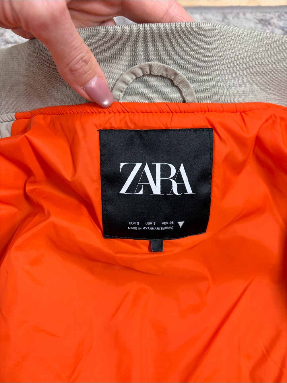 Zara Cropped Bomber Jacket in Sage Green - Picture 6 of 7